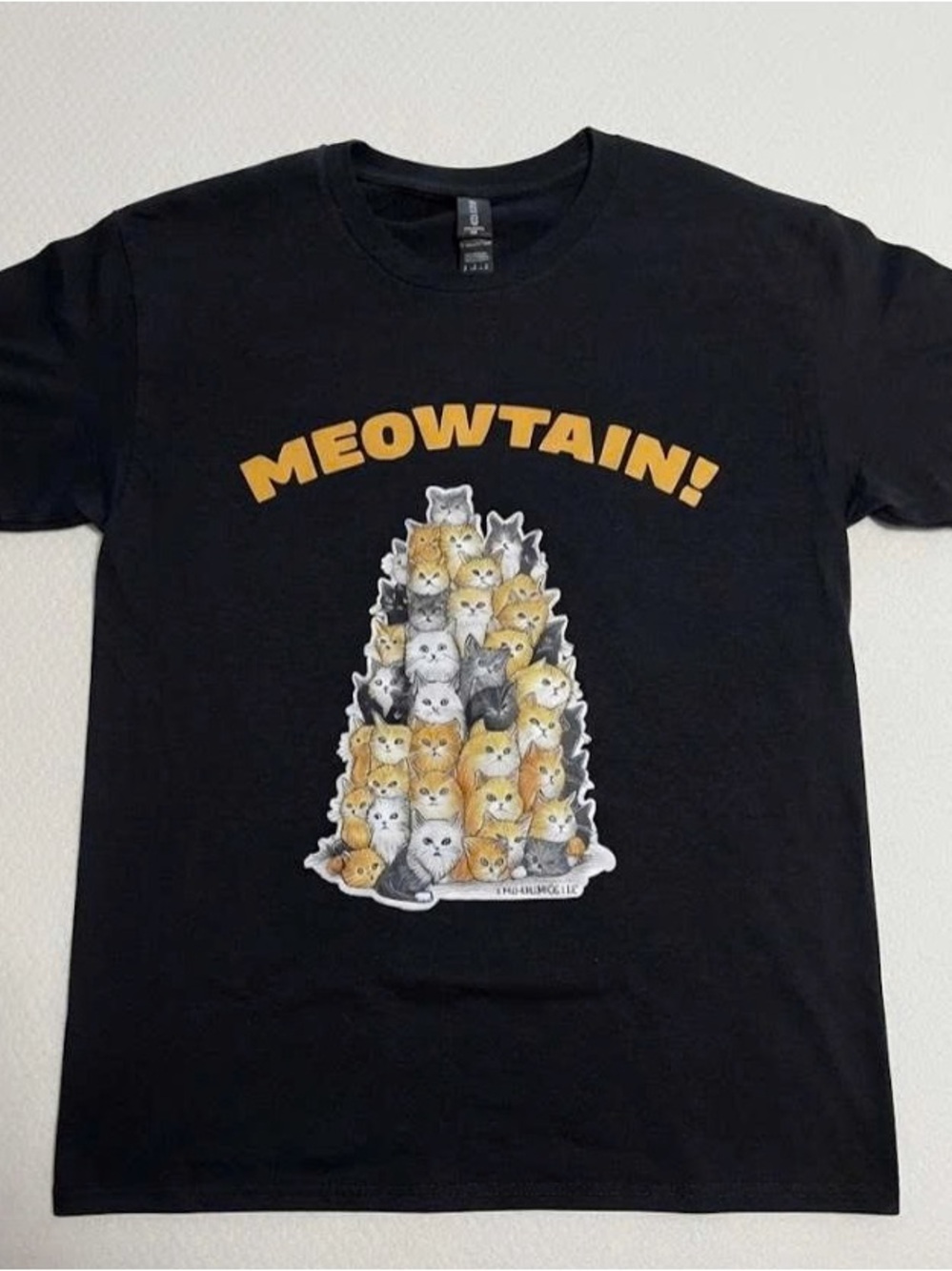 MEOWTAIN! Cat Stack Graphic Tee - Yellow Accent